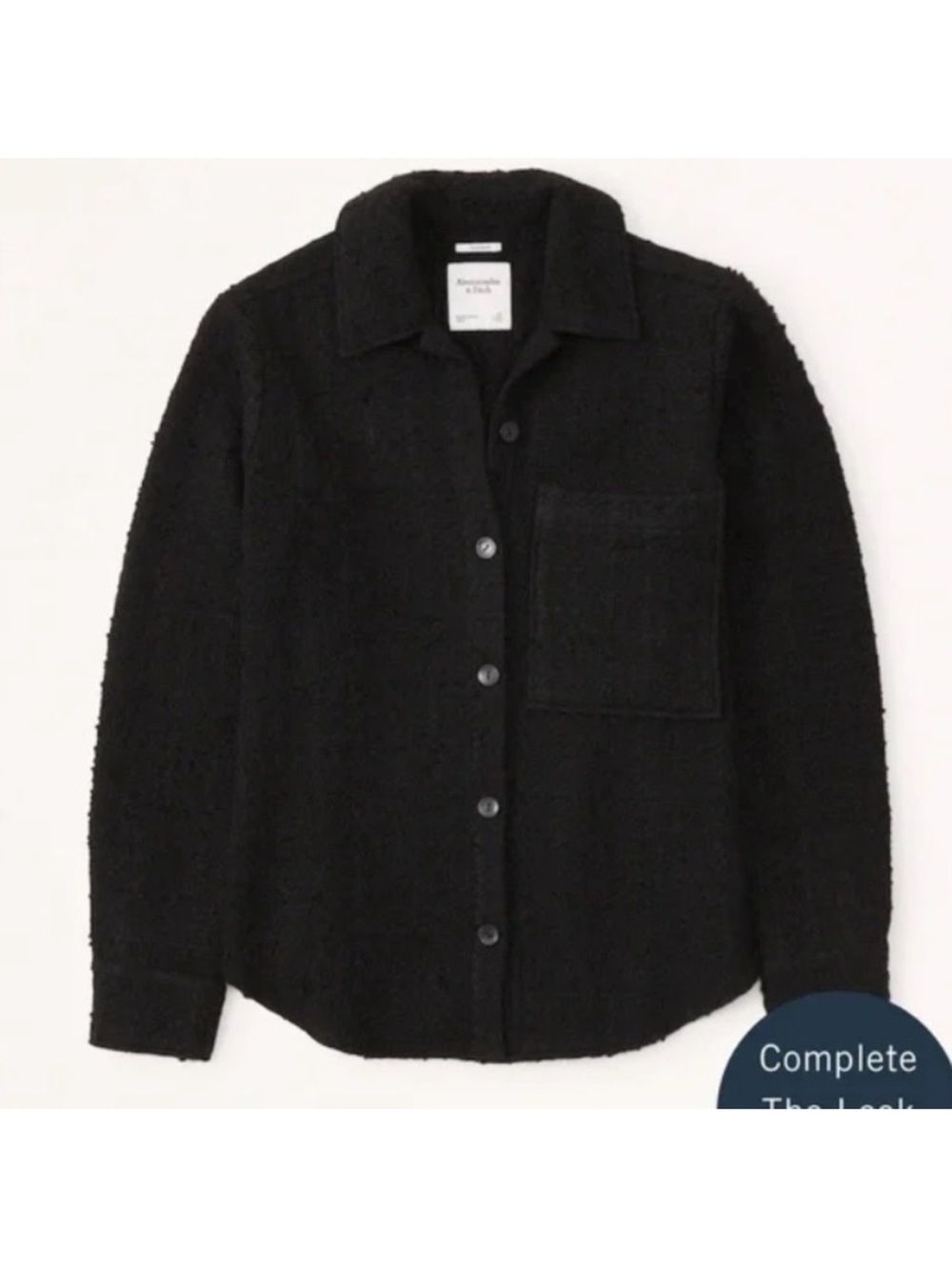 Oversized Tweed Shirt Jacket Solid Black Size Medium EUC